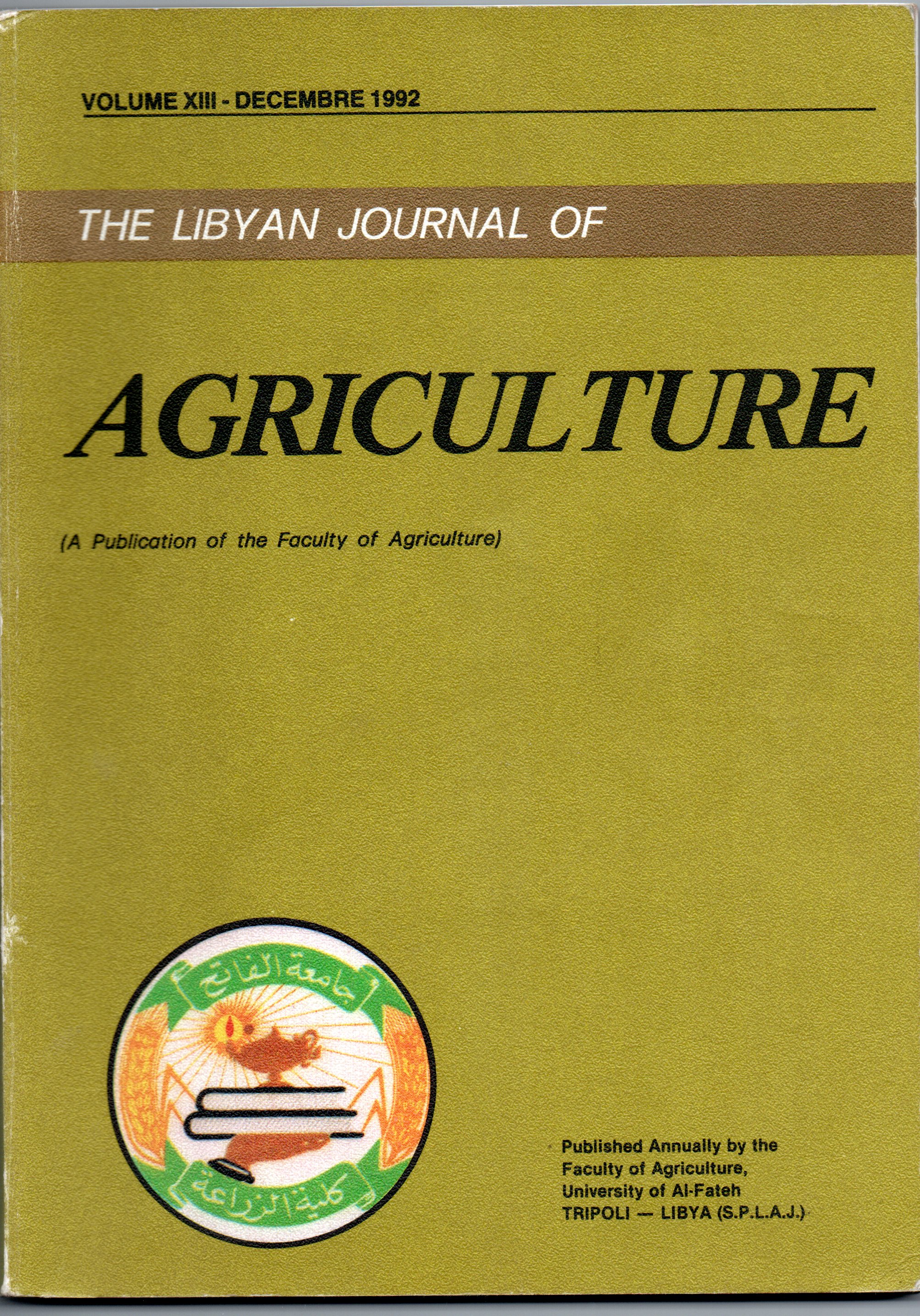 					View Vol. 13 No. 1 (1992): The Libyan Journal of Agriculture
				